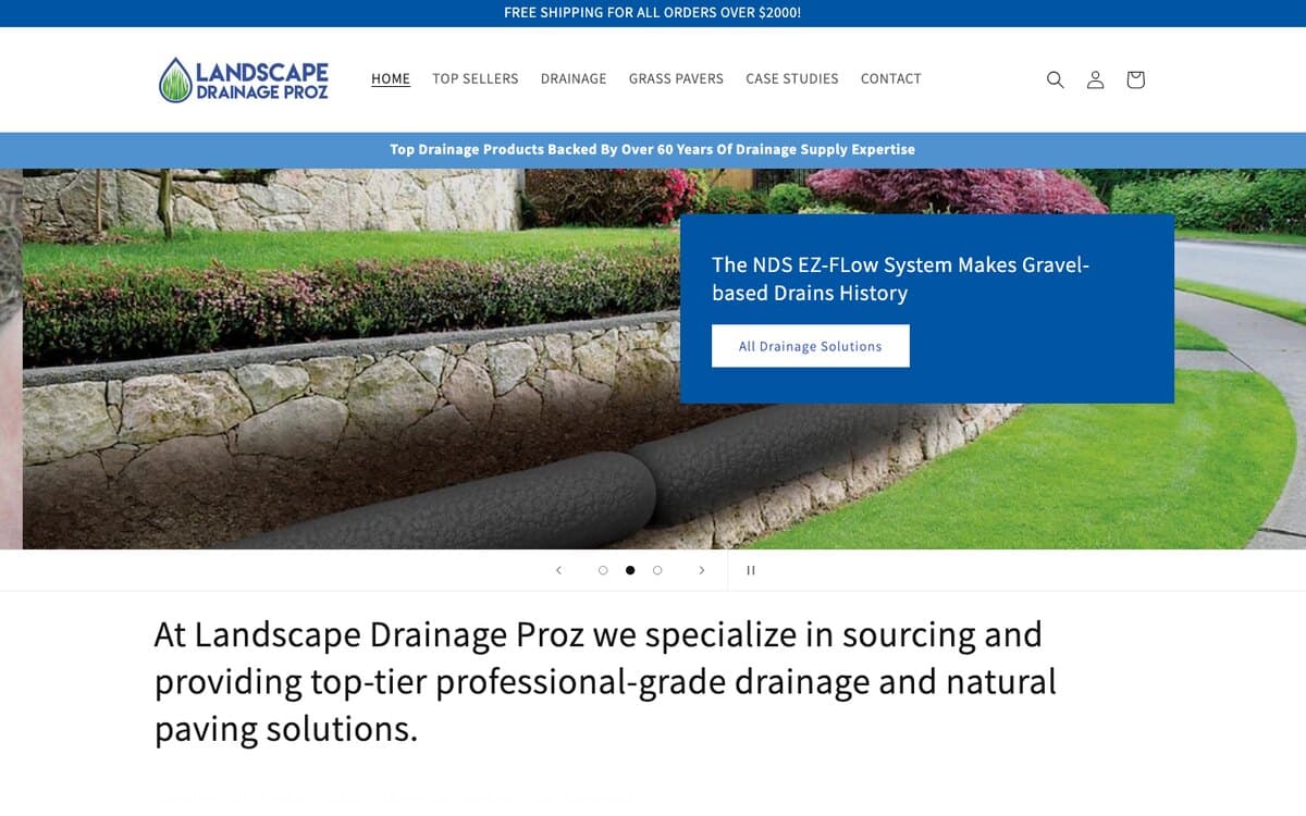 The Landscape Drainage Proz Shopify storefront