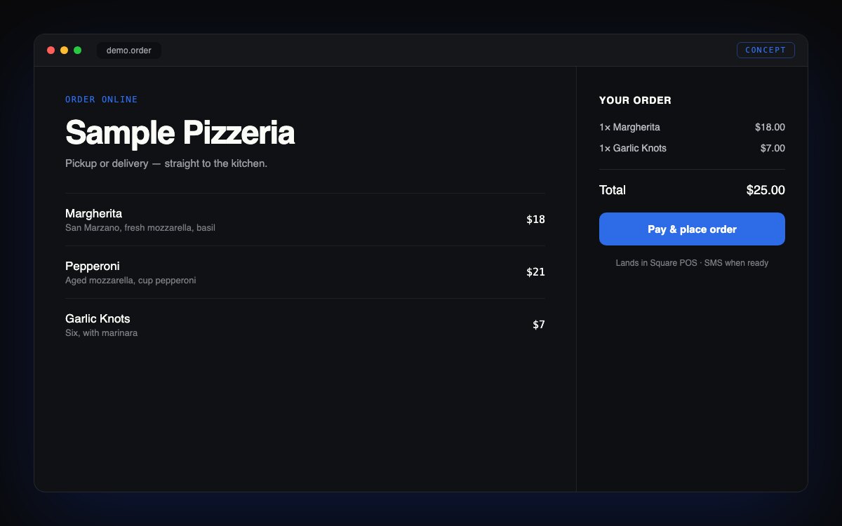 Restaurant ordering portal — online menu and checkout mock